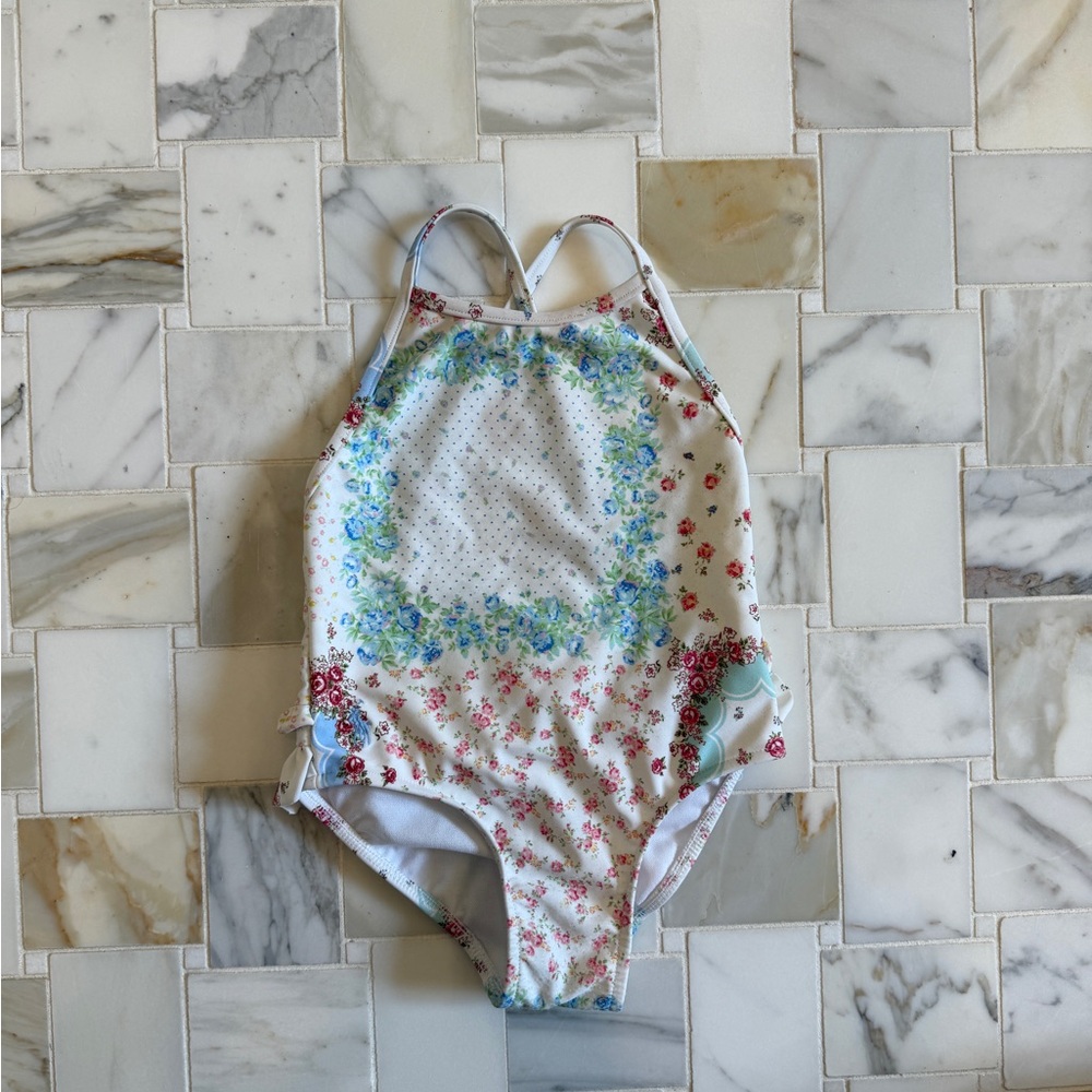 Ralph Lauren Girls floral print patchwork swimsuit